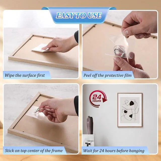 Alt view image 4 of 7 - Wall Plate Hangers for Display - 20 Pack Invisible Adhesive Picture Hanger Holders for Wall - Ideal for Hanging Large Decorative Plates, Paintings, Artwork - 2.8 inch