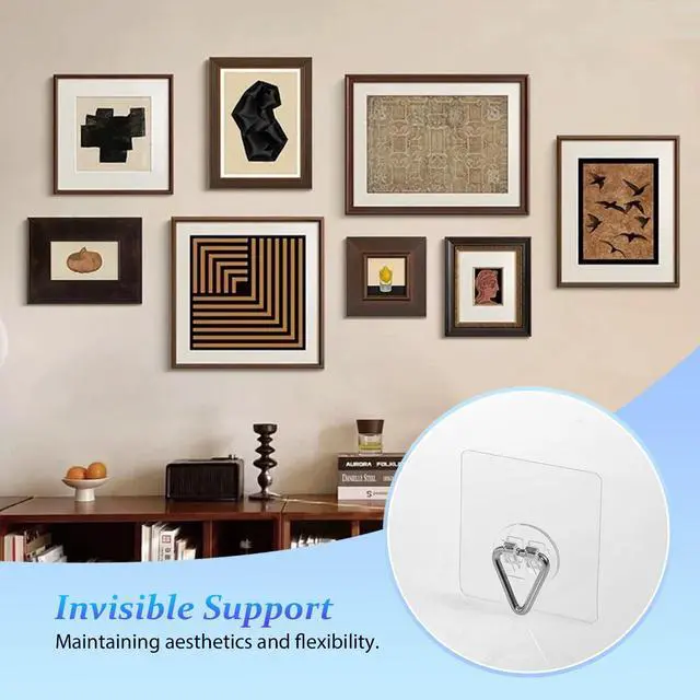Alt view image 5 of 7 - Wall Plate Hangers for Display - 20 Pack Invisible Adhesive Picture Hanger Holders for Wall - Ideal for Hanging Large Decorative Plates, Paintings, Artwork - 2.8 inch