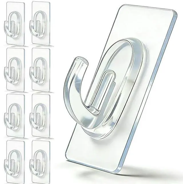 Main image of Small Adhesive Hooks, Clear Mini Adhesive Wall Hooks, Damage Free Utility Hooks for Hanging Decorations,Wires and Pictures