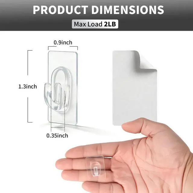 Alt view image 4 of 7 - Small Adhesive Hooks, Clear Mini Adhesive Wall Hooks, Damage Free Utility Hooks for Hanging Decorations,Wires and Pictures