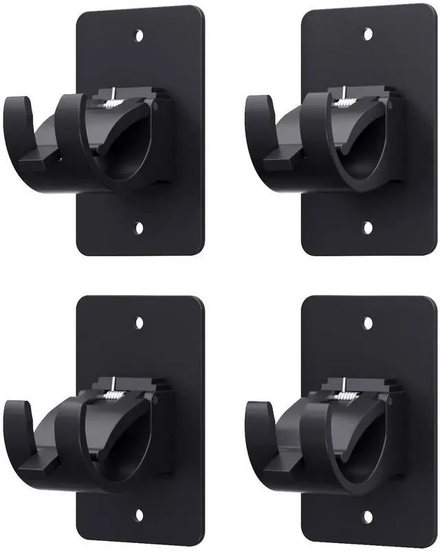 Main image of 4 Pieces Self Adhesive Curtain Rod Bracket, Universal Plastic Curtain Rod Holders, No Drill Curtain Rod Brackets Curtain Rod Hooks for Bathroom, Bedroom, Livingroom, Kitchen (Black)