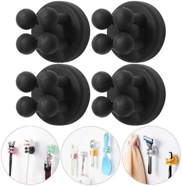 Main image of Razor Holder Shaver Hook Hanger Stand - 4Pcs Silicone Toothbrush Holders for Shower Wall Mounted Self Adhesive Cute Utility Bathroom Kitchen Organizer Storage Hook for Hanging Loofah Towel Tooth Brush