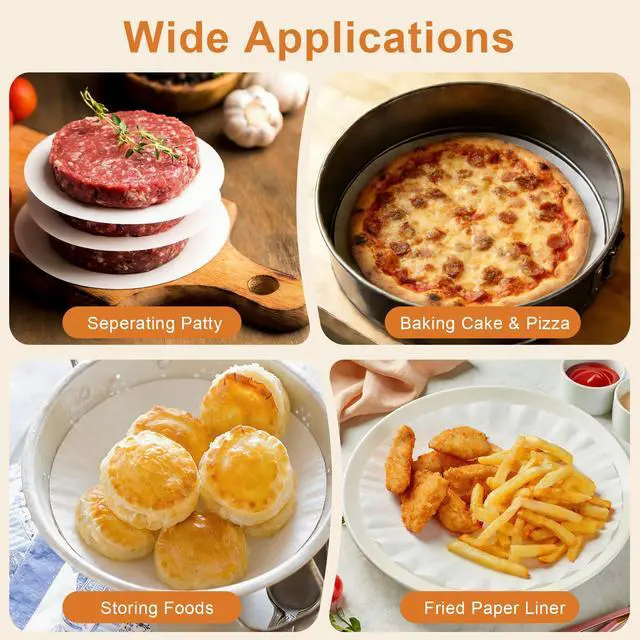 Alt view image 6 of 7 - Parchment Paper Rounds, 9 Inch White Cake Pan Liners, Non-Stick Parchment Rounds for Baking, Seperating Burgers, Butter, Cookies, Freezing, Baking and Candy Wrapper