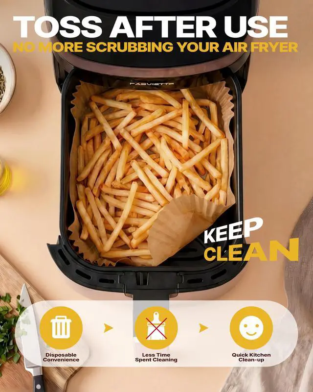 Alt view image 7 of 7 - Air Fryer Liners, 8.6 x 5.5 Inch for Dual Basket Fryers, 220 Count