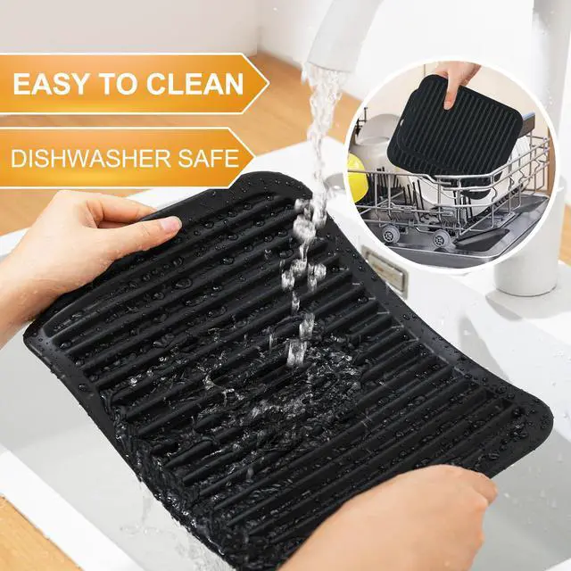 Alt view image 6 of 6 - 9"x12" Large Heat Resistant Silicone Trivets for Hot Pots and Pans, Hot Dishes, 2 PCS Multipurpose Non Slip Pot Holders Hot Pads for Kitchen Countertop Table, Food Grade & BPA Free, Black