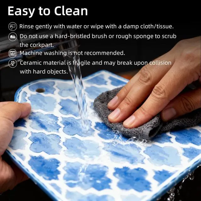 Alt view image 5 of 7 - Ceramic Trivets for Hot Dishes, Large Trivets for Hot Pots and Pans, Trivets for Quartz Countertops, Hot Pads for Kitchen Gifts (2 Pcs)