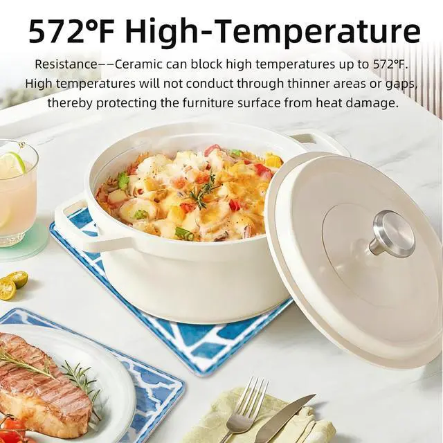 Alt view image 3 of 7 - Ceramic Trivets for Hot Dishes, Large Trivets for Hot Pots and Pans, Trivets for Quartz Countertops, Hot Pads for Kitchen Gifts (2 Pcs)