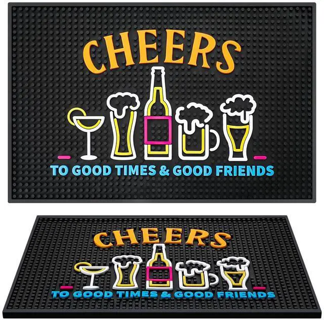 Main image of Bar Mat 12 x 18 Inch with Fluorescent Pattern Thick Rubber Non Slip Spill Mats Countertop Entertaining Vibrant Bar Mat for Coffee Station Kitchen Restaurant