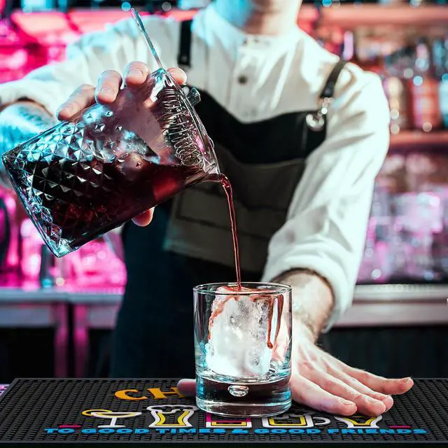 Alt view image 5 of 6 - Bar Mat 12 x 18 Inch with Fluorescent Pattern Thick Rubber Non Slip Spill Mats Countertop Entertaining Vibrant Bar Mat for Coffee Station Kitchen Restaurant