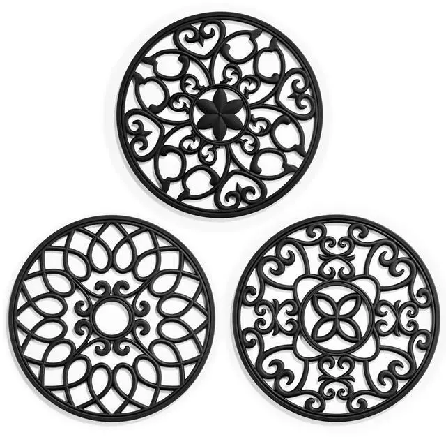 Main image of Set Silicone Trivet Mats for Hot Dishes Pots and Pans (Black)
