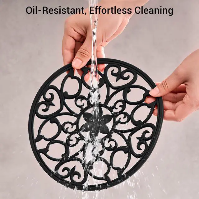Alt view image 4 of 7 - Set Silicone Trivet Mats for Hot Dishes Pots and Pans (Black)