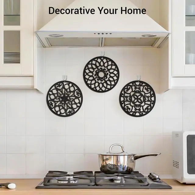 Alt view image 5 of 7 - Set Silicone Trivet Mats for Hot Dishes Pots and Pans (Black)