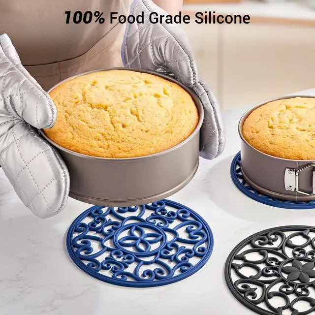 Alt view image 6 of 7 - Set Silicone Trivet Mats for Hot Dishes Pots and Pans (Black)