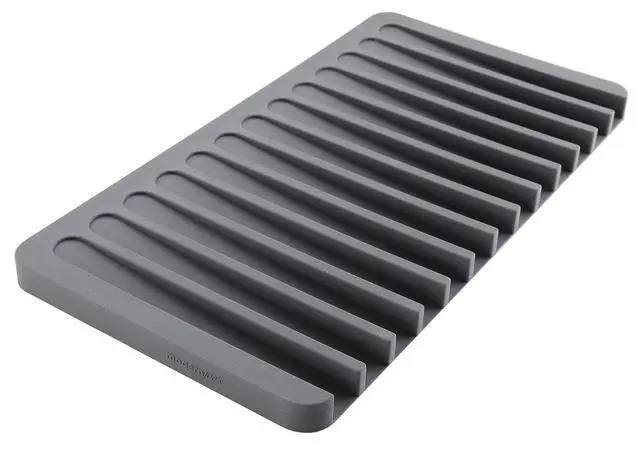 Alt view image 2 of 7 - Self-Draining 2 in 1 Silicone Drying Mat and Trivet by Modern Joe's. Premium Space Saving Dish and Glassware Silicone Mat. Made from Food-grade, Dish Washer Safe and Heat Resistant (Gray)