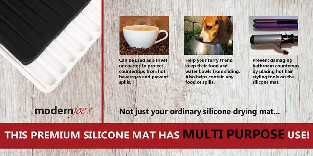 Alt view image 6 of 7 - Self-Draining 2 in 1 Silicone Drying Mat and Trivet by Modern Joe's. Premium Space Saving Dish and Glassware Silicone Mat. Made from Food-grade, Dish Washer Safe and Heat Resistant (Gray)