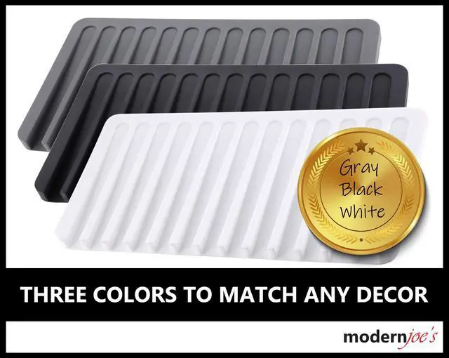 Alt view image 7 of 7 - Self-Draining 2 in 1 Silicone Drying Mat and Trivet by Modern Joe's. Premium Space Saving Dish and Glassware Silicone Mat. Made from Food-grade, Dish Washer Safe and Heat Resistant (Gray)