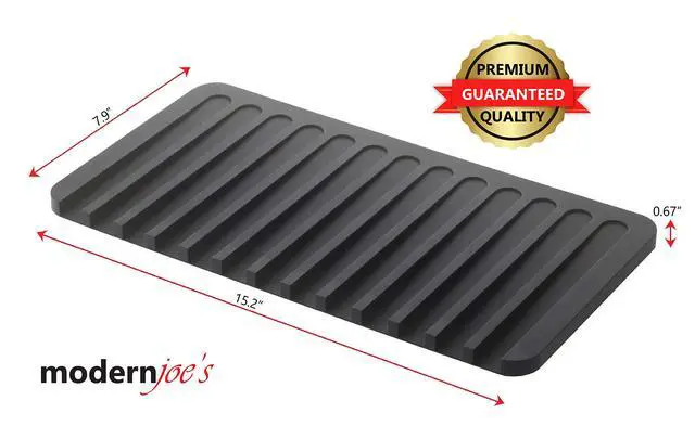 Alt view image 3 of 7 - Self-Draining 2 in 1 Silicone Drying Mat and Trivet by Modern Joe's. Premium Space Saving Dish and Glassware Silicone Mat. Made from Food-grade, Dish Washer Safe and Heat Resistant (Gray)