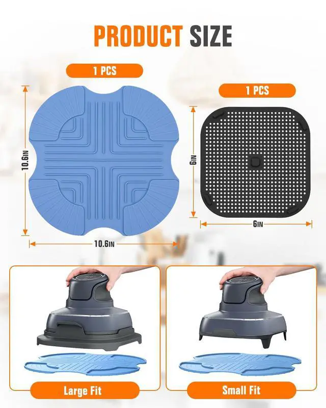 Alt view image 2 of 7 - 2-PCS Air Fryer Heat Resistant Mat & Splatter Shield for Ninja Crispi Air Fryers,Silicone Heat Mat & Splatter Guard for Ninja Crispi Accessories Splashes and Portable Kitchen -&Black (Sky Blue)