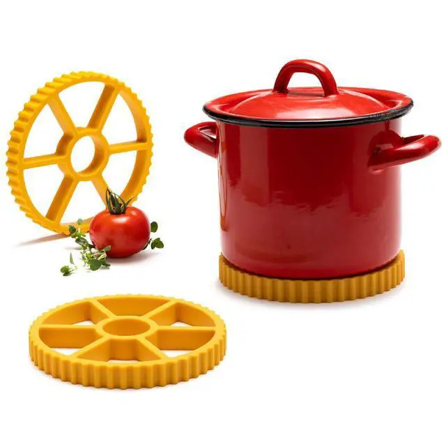 Alt view image 4 of 7 - Fun Rotelle-Shaped Silicone Trivet/Hot Pads for Kitchen from a Series of Pasta-Inspired Kitchen Gadgets | Cool Hot Pads to Protect the Countertop | Original Kitchen Accessories | by Monkey Business