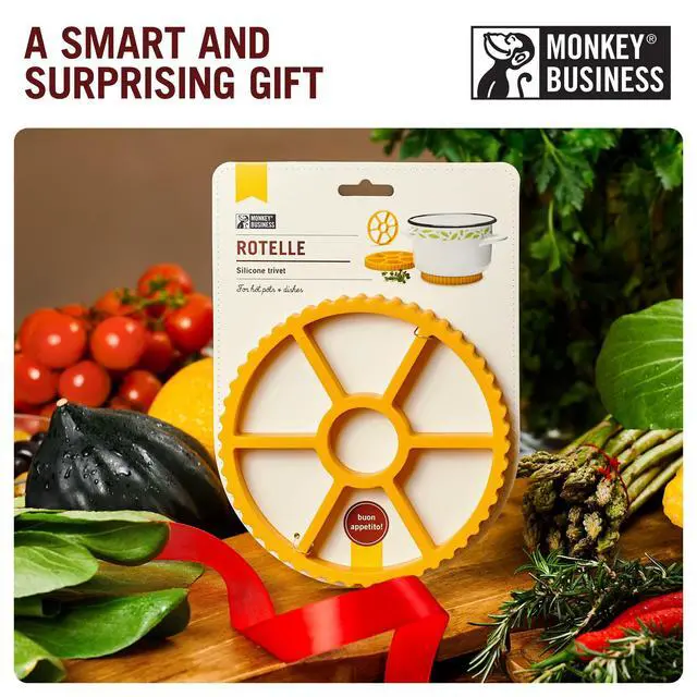 Alt view image 6 of 7 - Fun Rotelle-Shaped Silicone Trivet/Hot Pads for Kitchen from a Series of Pasta-Inspired Kitchen Gadgets | Cool Hot Pads to Protect the Countertop | Original Kitchen Accessories | by Monkey Business