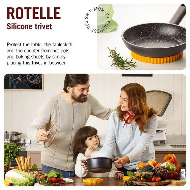 Alt view image 2 of 7 - Fun Rotelle-Shaped Silicone Trivet/Hot Pads for Kitchen from a Series of Pasta-Inspired Kitchen Gadgets | Cool Hot Pads to Protect the Countertop | Original Kitchen Accessories | by Monkey Business