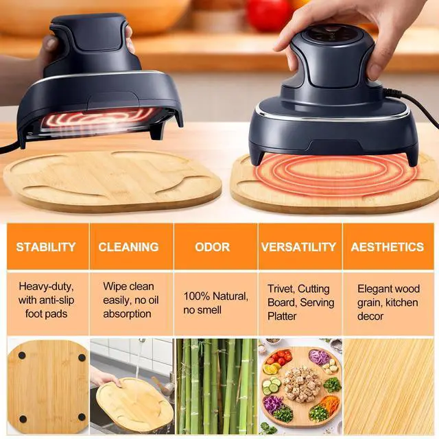 Alt view image 3 of 6 - Air Fryer Trivets Compatible with Ninja Crispi Heat-Resistant Non-Slip Mat Accessories Protects Countertops from Burned or Discolored Suitable for Home Kitchen Dining Table(Bamboo)