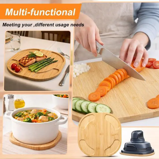Alt view image 6 of 6 - Air Fryer Trivets Compatible with Ninja Crispi Heat-Resistant Non-Slip Mat Accessories Protects Countertops from Burned or Discolored Suitable for Home Kitchen Dining Table(Bamboo)