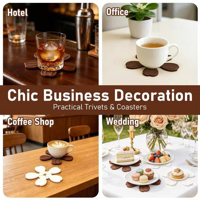 Alt view image 7 of 7 - Silicone Trivets for Hot Dishes Pans Teapot Cups, Trivet Tree Set 6 Pack Trivets +1 Stand - Collapsible Hot Pads Heat Pot Holders, Hot Pads for Table Countertops Kitchen, Latte Color