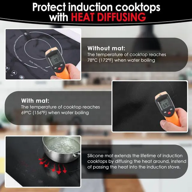 Alt view image 4 of 7 - Translucent Induction Cooktop Protector Mat, Black, 52x78CM