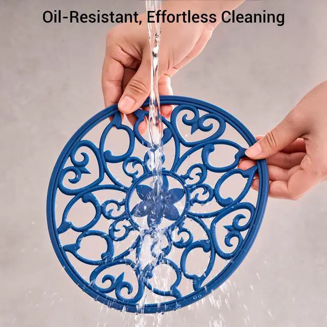 Alt view image 4 of 7 - Set Silicone Trivet Mats for Hot Dishes Pots Pans (Navy Blue)