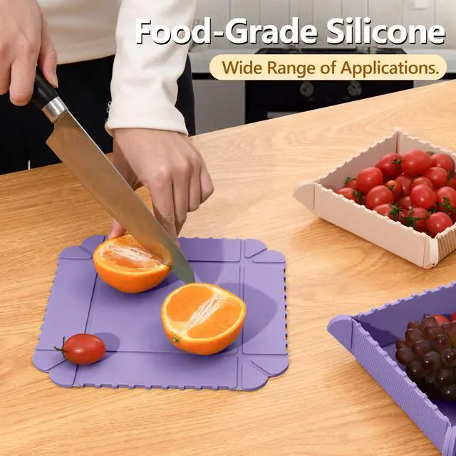 Alt view image 4 of 7 - Magnetic Silicone Trivets for Hot Dishes, 3 Pack Kitchen Trivets for Hot Pots & Pans, 464°F Heat Resistant Mats for Countertops, Non-Slip Hot Pads & Potholders for Oven, Table (Purple)