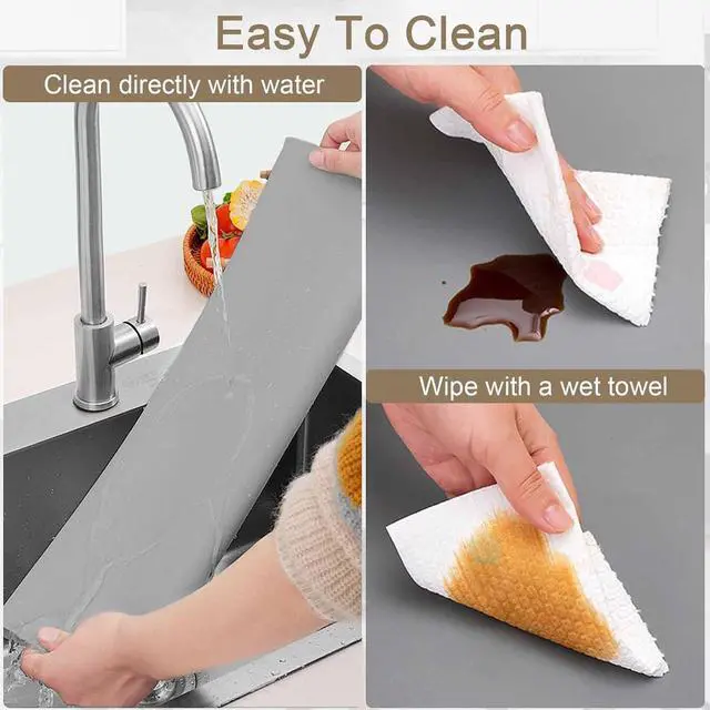 Alt view image 6 of 7 - 48''x32''(120cmx80cm) Silicone Kitchen Counter Mat, Extra Large Heat Resistant Non-Slip Countertop Protector, Waterproof Multipurpose Mat for Kitchen Island, Black