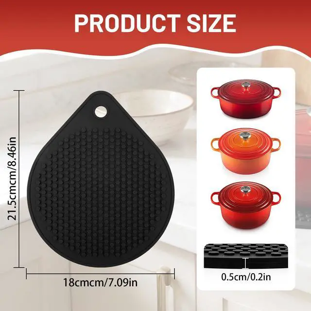 Alt view image 2 of 7 - Magnetic Silicone Trivet Compatible with Le Creuset Cast Iron Dutch Ovens BPA Free Non-Slip 8" Heat-Resistant Trivet for Hot Pots, Pans & Dishes, Pot Holder for Cooking, Serving & Table Protection