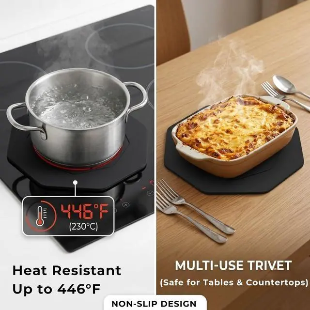Alt view image 6 of 7 - 2pack Silicone Induction Cooktop Protector Mat 9.25inches,Black