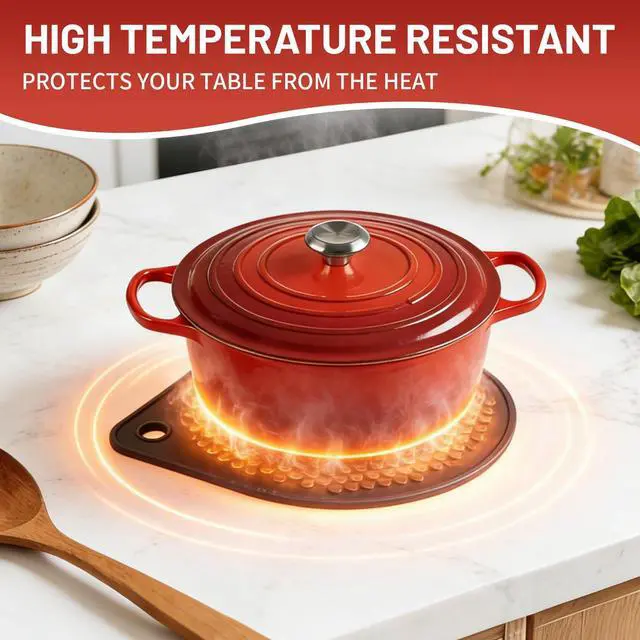 Alt view image 6 of 7 - Magnetic Silicone Trivet Compatible with Le Creuset Cast Iron Dutch Ovens BPA Free Non-Slip 8" Heat-Resistant Trivet for Hot Pots, Pans & Dishes, Pot Holder for Cooking, Serving & Table Protection