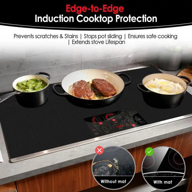 Alt view image 2 of 7 - Silicone Induction Cooktop Protector Cover Stove Mat 21.2" x 35.4" (Magnetic) | 300°C (572°F) Heat-Resistant | Power Boost Compatible | Prevents Pot Sliding & Scratches