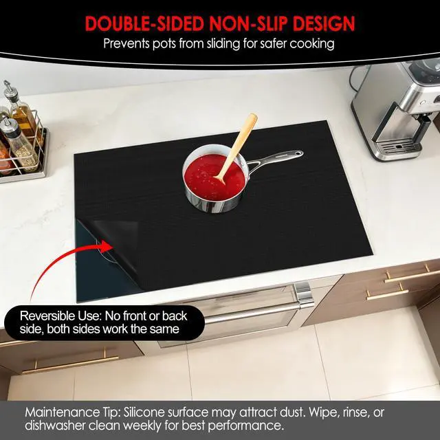 Alt view image 4 of 7 - Silicone Induction Cooktop Protector Cover Stove Mat 21.2" x 35.4" (Magnetic) | 300°C (572°F) Heat-Resistant | Power Boost Compatible | Prevents Pot Sliding & Scratches