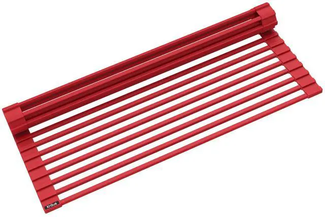 Main image of Multipurpose Workstation Sink Roll-Up Dish Drying Rack, Colander and Trivet in Red, KRM-11RD