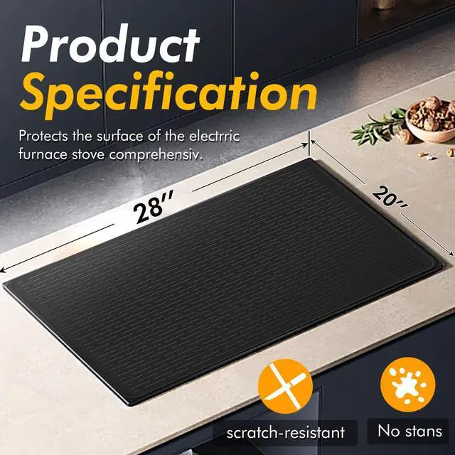 Alt view image 3 of 7 - Stove Top Covers for Electric Stove (28x20), Silicone Stove Mat for Glass Top Stove, XL Stove Cover for Induction Cooktop, Induction Cooktop Protector, Dishwasher-Safe Drying Mat for Kitchen Counter