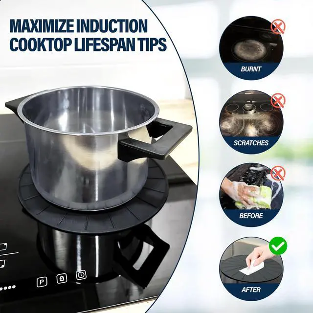 Alt view image 4 of 7 - Induction Cooktop Protector - Induction Cooktop Silicone Stove Top Mat - Anti-Slip Mats to Keep Pots Stable and Protect Surfaces from Scratches (Small - 7.8 Inches)