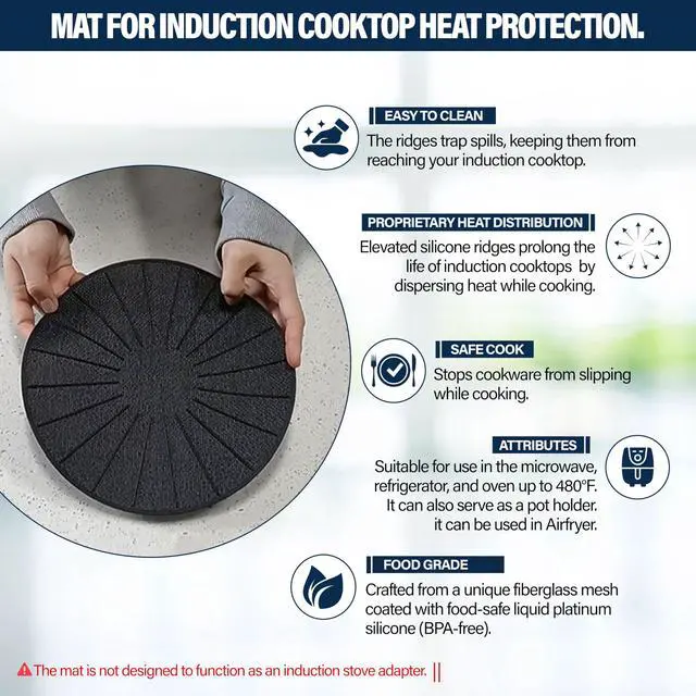 Alt view image 2 of 7 - Induction Cooktop Protector - Induction Cooktop Silicone Stove Top Mat - Anti-Slip Mats to Keep Pots Stable and Protect Surfaces from Scratches (Small - 7.8 Inches)