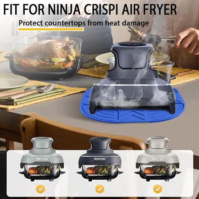Alt view image 3 of 6 - Air Fryer Trivets Suitable for Ninja Crispi- Silicone Hot Pads Potholders for Ninja Crispi Airfryer Accessories- Heat-Resistant Portable Non-Slip Kitchen Cooking Holder-Dark Blue