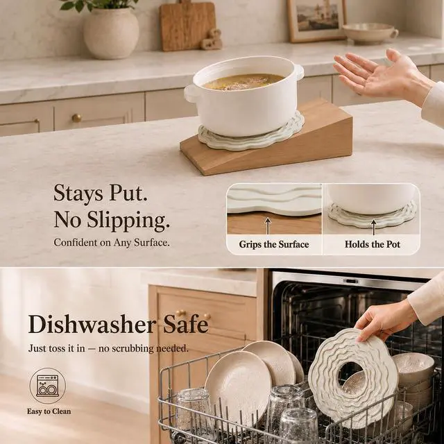 Alt view image 7 of 7 - Hot Pads for Kitchen, Silicone Trivets for Hot Dishes, 10 and 7 Inch 3 Pack