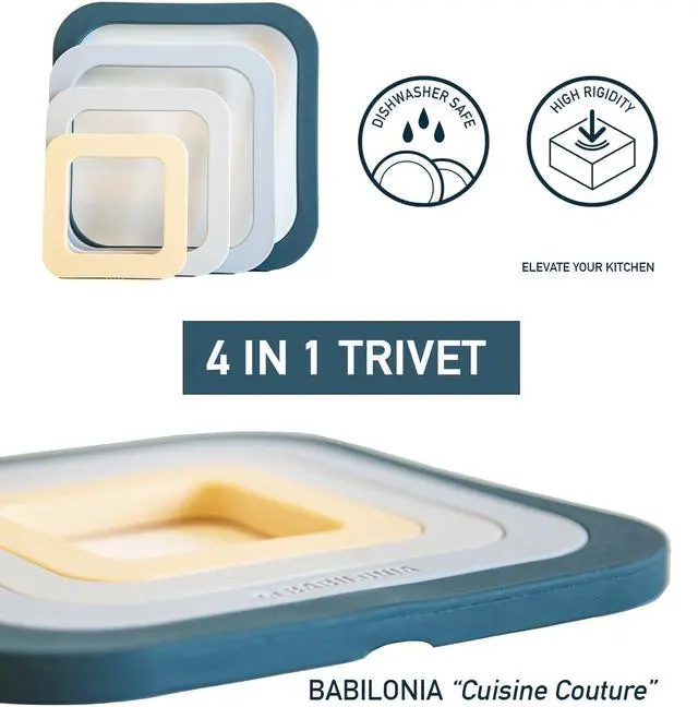 Alt view image 2 of 6 - Silicone Trivets for Hot Dishes, Pots and Pans - 4 pcs Heat Resistant Mats for Countertop, Non-Slip Silicone Hot Pads for Kitchen, Pot Holders, Built-in Design, Dishwasher Safe, Food Grade & BPA Free
