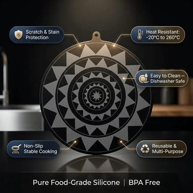 Alt view image 5 of 7 - Silicone Induction Cooker Protective Mats with Hanging Holes Washable and Reusable Scratch-Resistant Two-Pack (Small-7in)