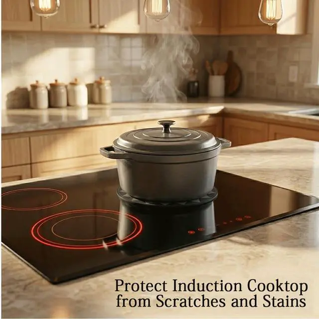 Alt view image 3 of 7 - Silicone Induction Cooker Protective Mats with Hanging Holes Washable and Reusable Scratch-Resistant Two-Pack (Small-7in)