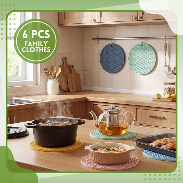 Alt view image 4 of 7 - Silicone Trivets Mat, Hot Pad Mat, Pot Holder, Silicone Hot Pad for Kitchen Counter (Morandi Color)