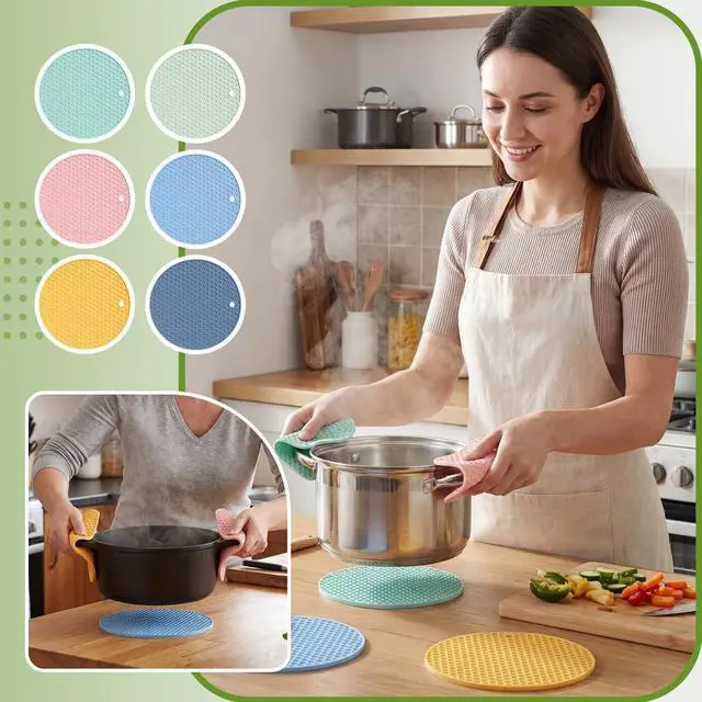 Alt view image 7 of 7 - Silicone Trivets Mat, Hot Pad Mat, Pot Holder, Silicone Hot Pad for Kitchen Counter (Morandi Color)