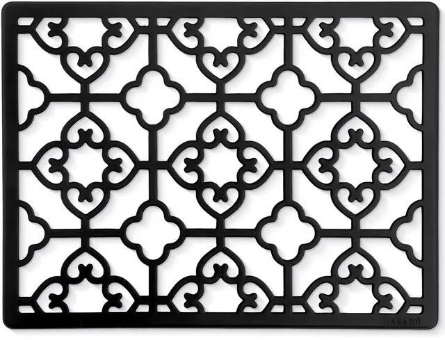 Main image of Extra Large, Thick, Silicone Trivet for Hot Dishes, Pots, and Pans, Heat Resistant Mat for Countertop, Hot Pad for Kitchen, Easy to Clean, 16 x 12 x 3/8 Inches, (Black, Spaniard)
