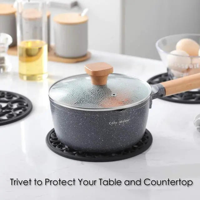 Alt view image 2 of 7 - Silicone Trivet for Hot Dishes, Hot Pot and Pads - Protect Countertop from Hot Pot and Pans Coming Out from the Oven or Stove - Non-Slip & Heat Resistant,Navy Blue,Set of 3